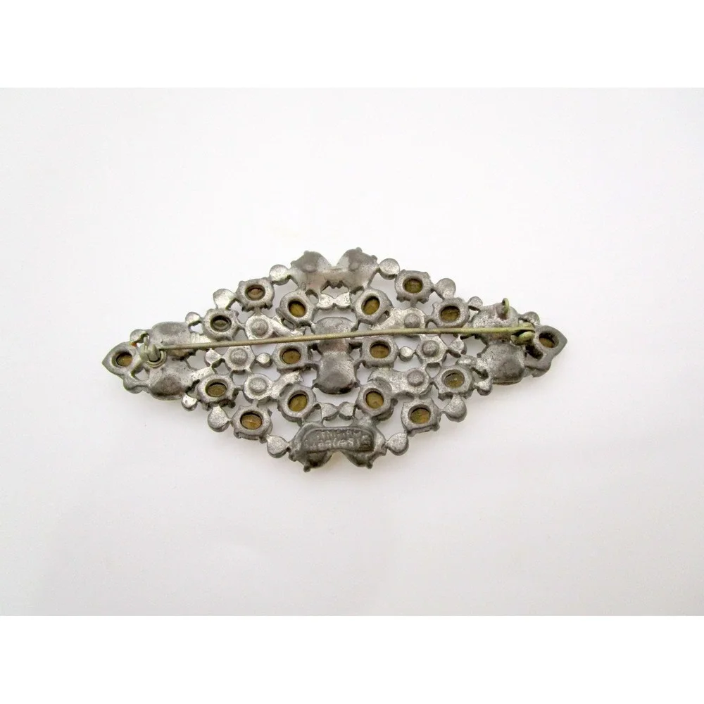 Eisenberg Original Old Vintage Rhinestone Clear Crystal Large Brooch Pin 4